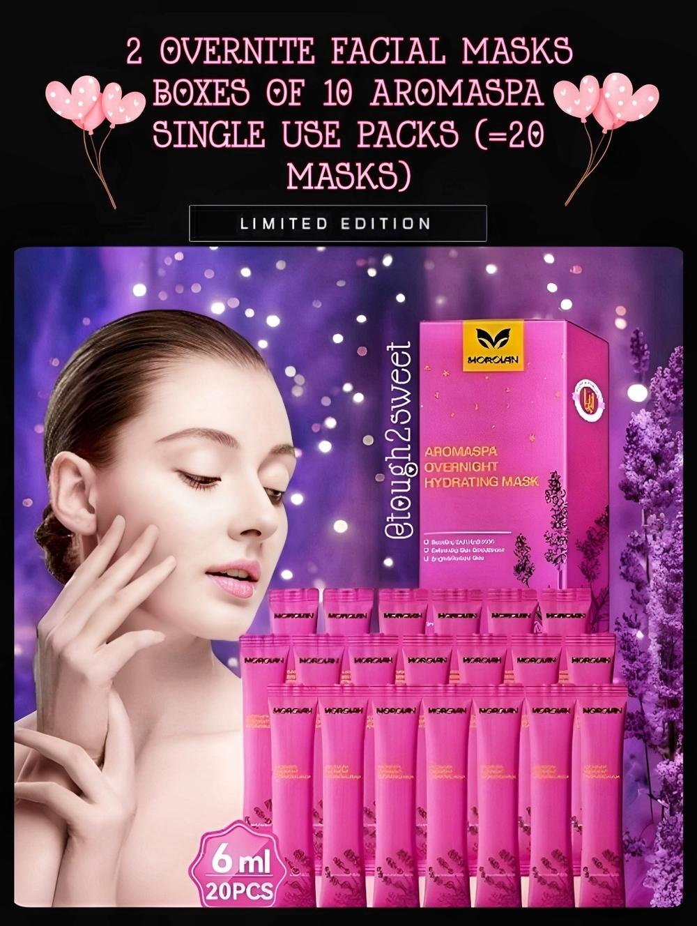 🆕️2 BOXES AROMASPA OVERNITE FACIAL MASKS/SERUM BOXES SINGLE USE PACKS